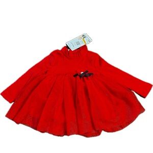 Kids Headquarters red Long Sleeve Baby Dress size 12M NWT